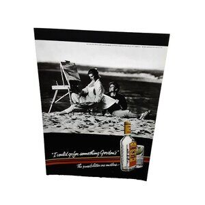 1985 Gordons Gin Woman Painting with Man Original Print Ad